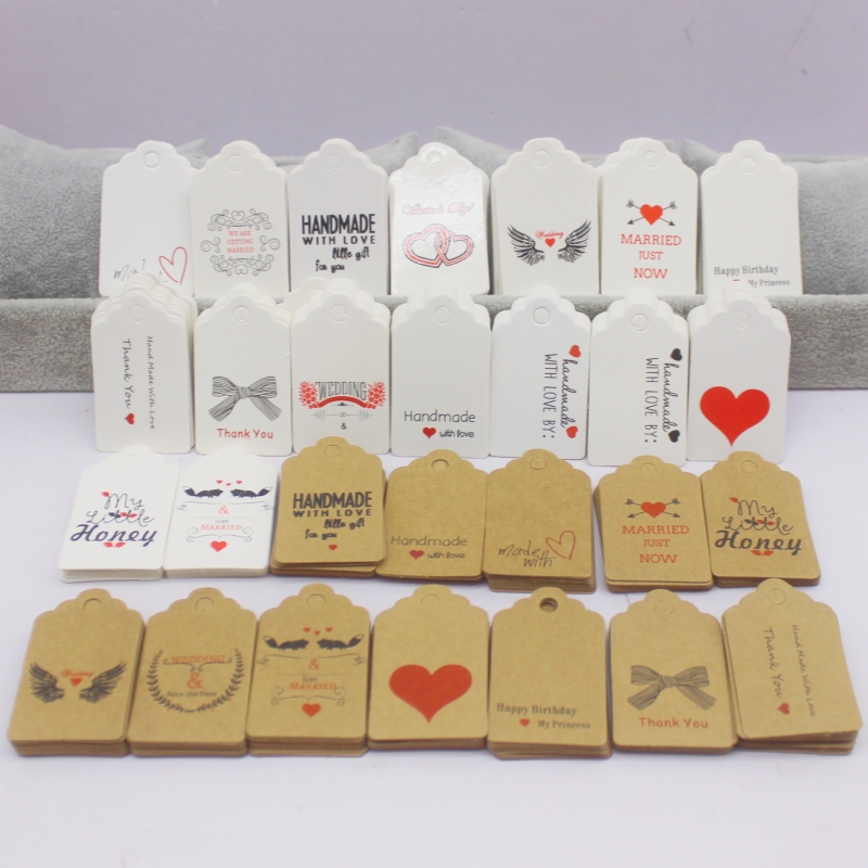 100pcs+100string 3x5cm white/k - Kraft Hang Tag ulasan dan harga