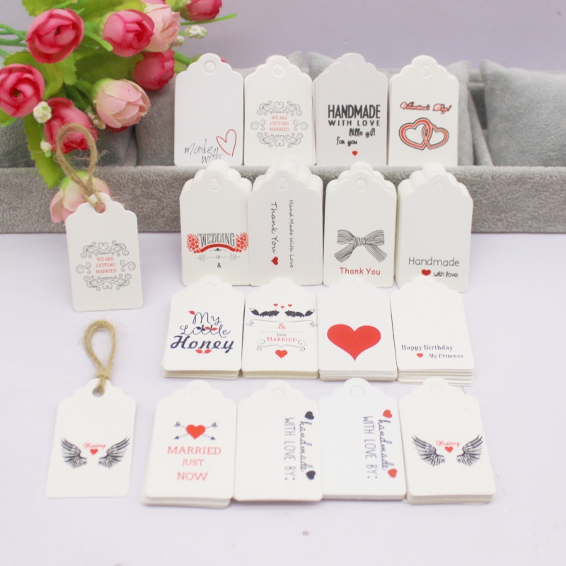 100pcs+100string 3x5cm white/k - Kraft Hang Tag ulasan dan harga