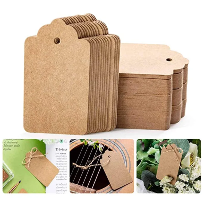 100Pcs Multi-sizes Kraft Paper - Kraft Hang Tag ulasan dan harga