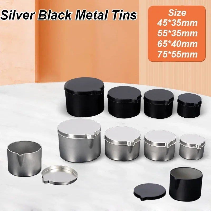 12PCS Silver Black Metal Tins  - Black Tin Candle ulasan dan harga